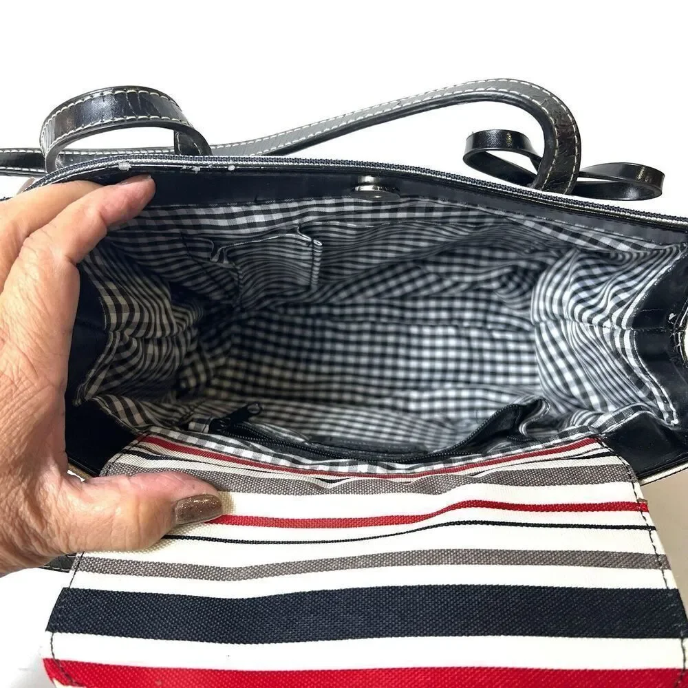 kate spade new york Womens Mini Small Purse Handbag Stripe Bow Multicolor Canvas